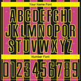 Custom Black Pink-Light Yellow Pinstripe Line Sports Sublimation Soccer Uniform Jersey