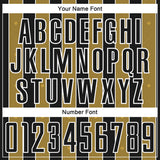 Custom Black Old Gold-White Pinstripe Line Sports Sublimation Soccer Uniform Jersey