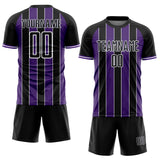 Custom Black Purple-White Pinstripe Line Sports Sublimation Soccer Uniform Jersey