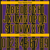 Custom Black Purple-Gold Pinstripe Line Sports Sublimation Soccer Uniform Jersey