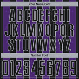 Custom Black Purple-Gray Pinstripe Line Sports Sublimation Soccer Uniform Jersey