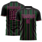 Custom Black Green-Pink Pinstripe Line Sports Sublimation Soccer Uniform Jersey