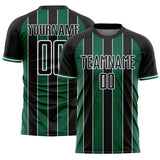 Custom Black Kelly Green-White Pinstripe Line Sports Sublimation Soccer Uniform Jersey