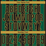 Custom Black Kelly Green-Old Gold Pinstripe Line Sports Sublimation Soccer Uniform Jersey