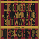 Custom Black Crimson-Old Gold Pinstripe Line Sports Sublimation Soccer Uniform Jersey