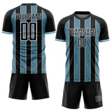 Custom Black Shadow Blue-White Pinstripe Line Sports Sublimation Soccer Uniform Jersey