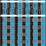 Custom Black Sky Blue-White Pinstripe Line Sports Sublimation Soccer Uniform Jersey