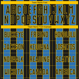 Custom Black Powder Blue-Yellow Pinstripe Line Sports Sublimation Soccer Uniform Jersey