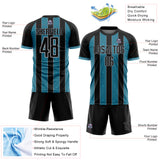 Custom Black Panther Blue-Gray Pinstripe Line Sports Sublimation Soccer Uniform Jersey