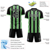 Custom Black Pea Green-White Pinstripe Line Sports Sublimation Soccer Uniform Jersey