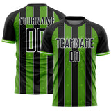 Custom Black Aurora Green-White Pinstripe Line Sports Sublimation Soccer Uniform Jersey