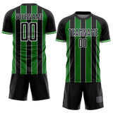 Custom Black Grass Green-White Pinstripe Line Sports Sublimation Soccer Uniform Jersey