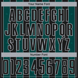 Custom Black Midnight Green-Gray Pinstripe Line Sports Sublimation Soccer Uniform Jersey