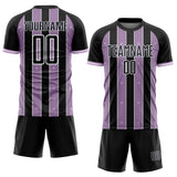 Custom Black Light Purple-White Pinstripe Line Sports Sublimation Soccer Uniform Jersey