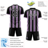 Custom Black Light Purple-White Pinstripe Line Sports Sublimation Soccer Uniform Jersey