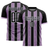 Custom Black Light Purple-White Pinstripe Line Sports Sublimation Soccer Uniform Jersey
