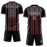 Custom Black Burgundy-White Pinstripe Line Sports Sublimation Soccer Uniform Jersey