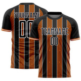 Custom Black Texas Orange-White Pinstripe Line Sports Sublimation Soccer Uniform Jersey