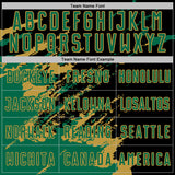 Custom Black Kelly Green-Old Gold Abstract Fragment Art Splash Sports Sublimation Soccer Uniform Jersey