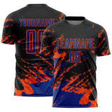 Custom Black Royal-Orange Abstract Fragment Art Splash Sports Sublimation Soccer Uniform Jersey