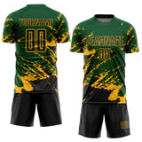 Custom Green Black-Gold Abstract Fragment Art Splash Sports Sublimation Soccer Uniform Jersey