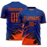 Custom Royal Orange-Black Abstract Fragment Art Splash Sports Sublimation Soccer Uniform Jersey