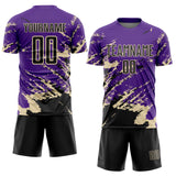 Custom Purple Black-Cream Abstract Fragment Art Splash Sports Sublimation Soccer Uniform Jersey