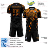 Custom Black Bay Orange Splash Sports Sublimation Soccer Uniform Jersey