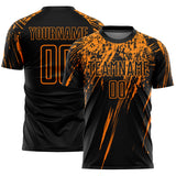 Custom Black Bay Orange Splash Sports Sublimation Soccer Uniform Jersey