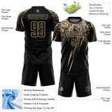 Custom Black Vegas Gold Splash Sports Sublimation Soccer Uniform Jersey