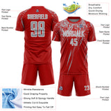 Custom Red Gray-White Splash Sports Sublimation Soccer Uniform Jersey