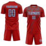 Custom Red Light Blue-Steel Gray Splash Sports Sublimation Soccer Uniform Jersey