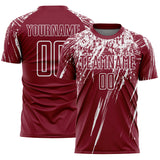 Custom Crimson White Splash Sports Sublimation Soccer Uniform Jersey