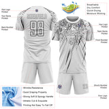 Custom White Steel Gray Splash Sports Sublimation Soccer Uniform Jersey
