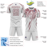 Custom White Burgundy Splash Sports Sublimation Soccer Uniform Jersey
