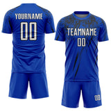 Custom Thunder Blue White-Black Splash Sports Sublimation Soccer Uniform Jersey