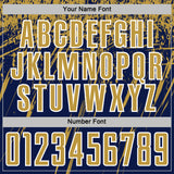 Custom Navy Old Gold-White Splash Sports Sublimation Soccer Uniform Jersey