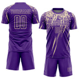 Custom Purple Cream Splash Sports Sublimation Soccer Uniform Jersey