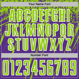 Custom Purple Neon Green-White Splash Sports Sublimation Soccer Uniform Jersey