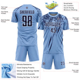 Custom Light Blue Navy-White Splash Sports Sublimation Soccer Uniform Jersey