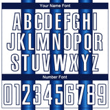 Custom White Blue-Navy Stripes Sports Sublimation Soccer Uniform Jersey