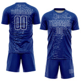 Custom Royal White Map Outline Sports Sublimation Soccer Uniform Jersey