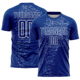 Custom Royal White Map Outline Sports Sublimation Soccer Uniform Jersey
