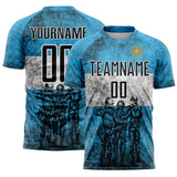 Custom Blue Black-White Argentina Patriotic Sports Sublimation Soccer Uniform Jersey
