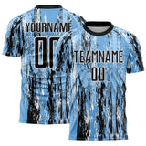 Custom Light Blue Black-White Argentina Splatter Pattern Sports Sublimation Soccer Uniform Jersey