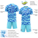 Custom Lakes Blue Powder Blue-White Lines Sports Sublimation Soccer Uniform Jersey