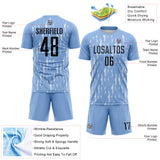 Custom Light Blue Black-White Argentina Splatter Pattern Sports Sublimation Soccer Uniform Jersey