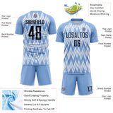 Custom Light Blue Black-White Argentina Zigzag Pattern Sports Sublimation Soccer Uniform Jersey