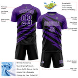 Custom Purple Black-White Abstract Line Sports Sublimation Soccer Uniform Jersey