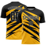 Custom Black Gold-White Abstract Line Sports Sublimation Soccer Uniform Jersey